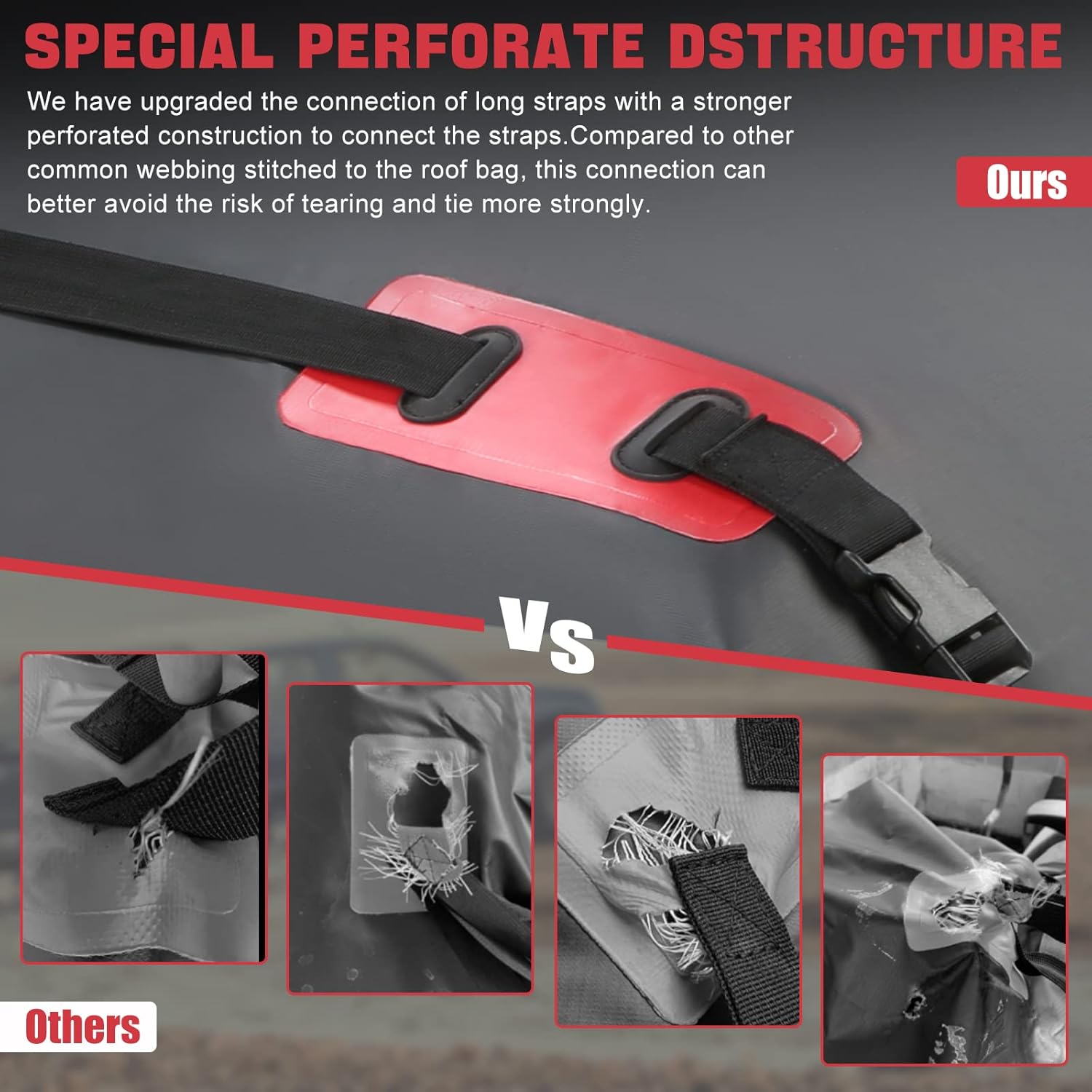 Red Waterproof 21 Cubic Feet Rooftop Cargo Carrier Bag with Non-Slip Mat C511363