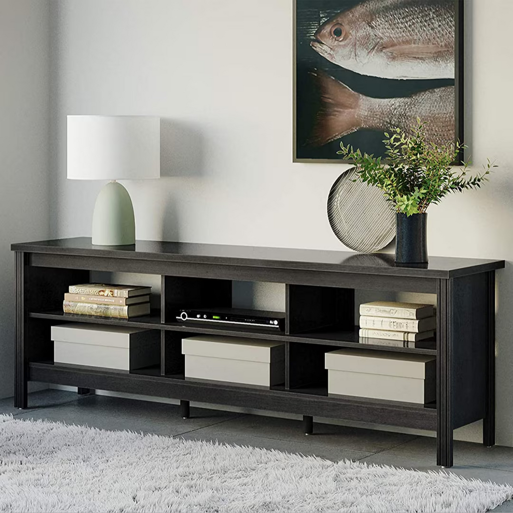 Black TV Stand with 6 Storage Y40987