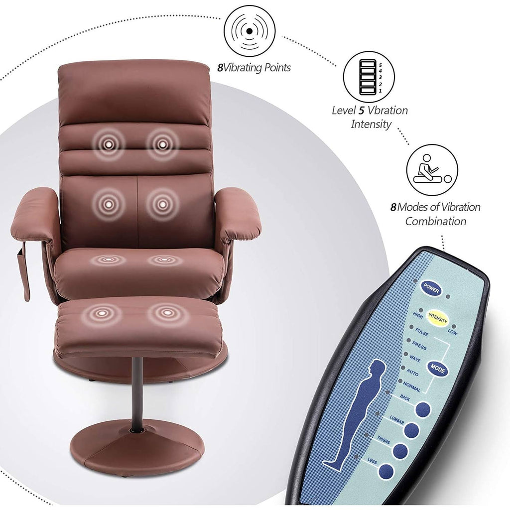 Saddle Swivel Massage Recliner Chair with Ottoman Z339