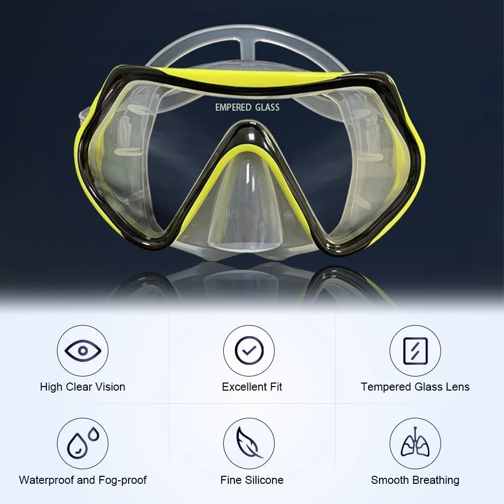 Three-Window Diving Goggles with Full Snorkel B411