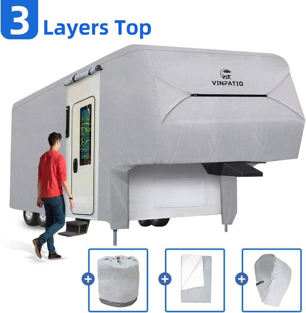 5th Wheel Cover 3 Layers Polypro Waterproof Gray Q8750