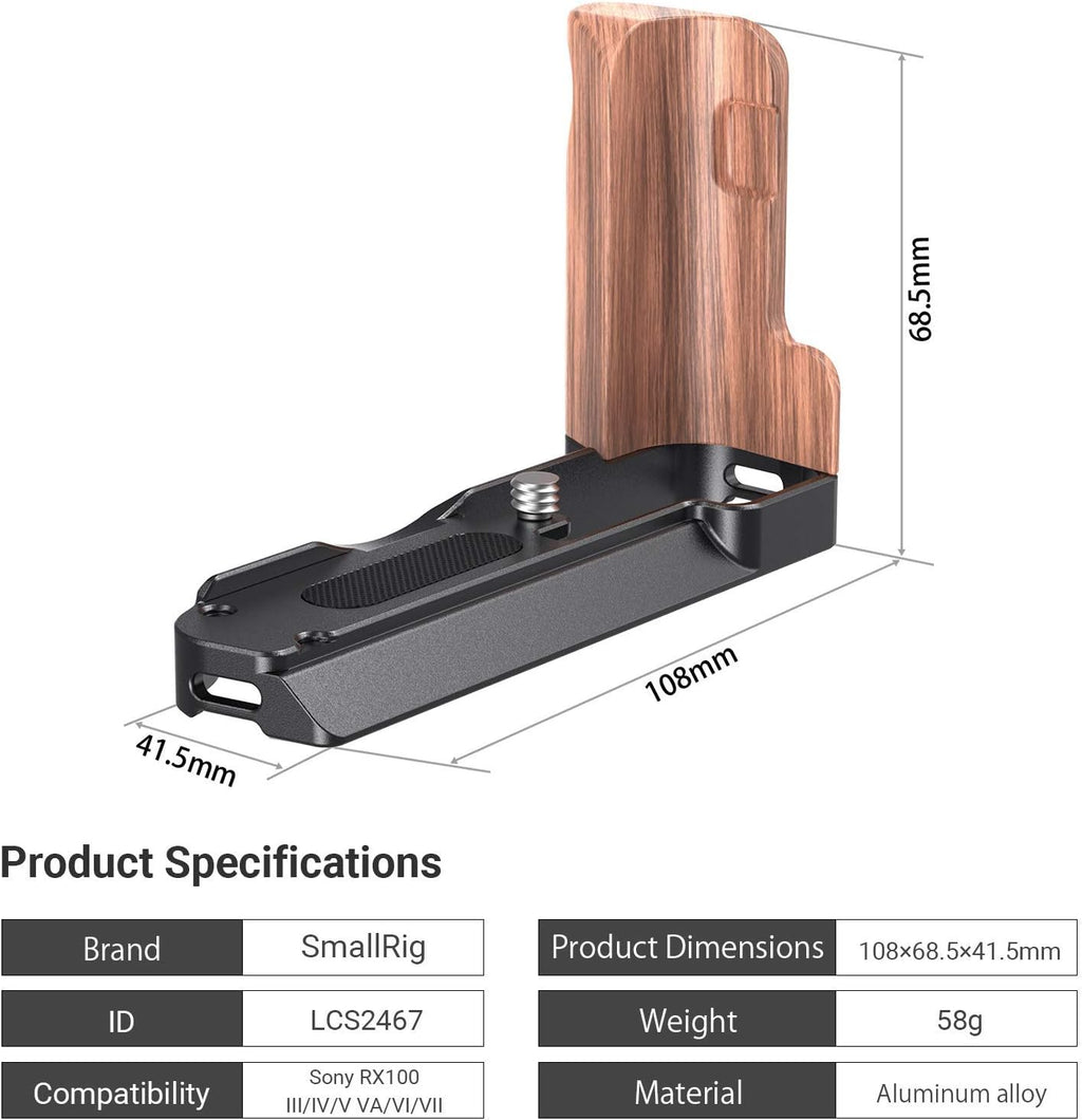 Wooden Grip L-Shape Bracket for RX100 Camera F216