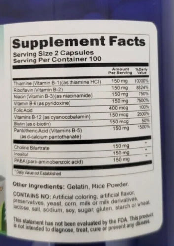 Triple Strength Vitamin B Complex 200 Capsules A80487