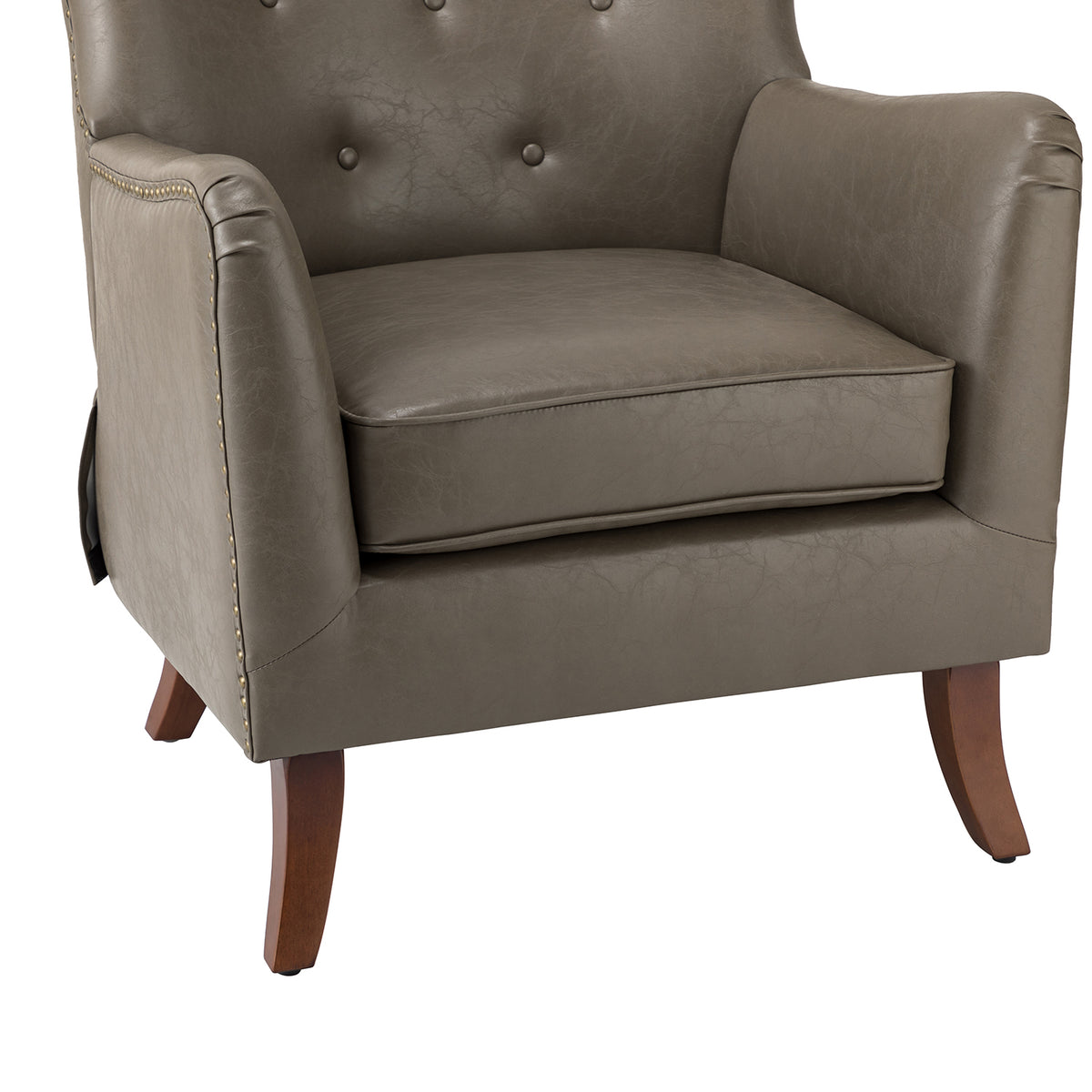 Grey Vegan Leather Wingback Accent Chair J7787