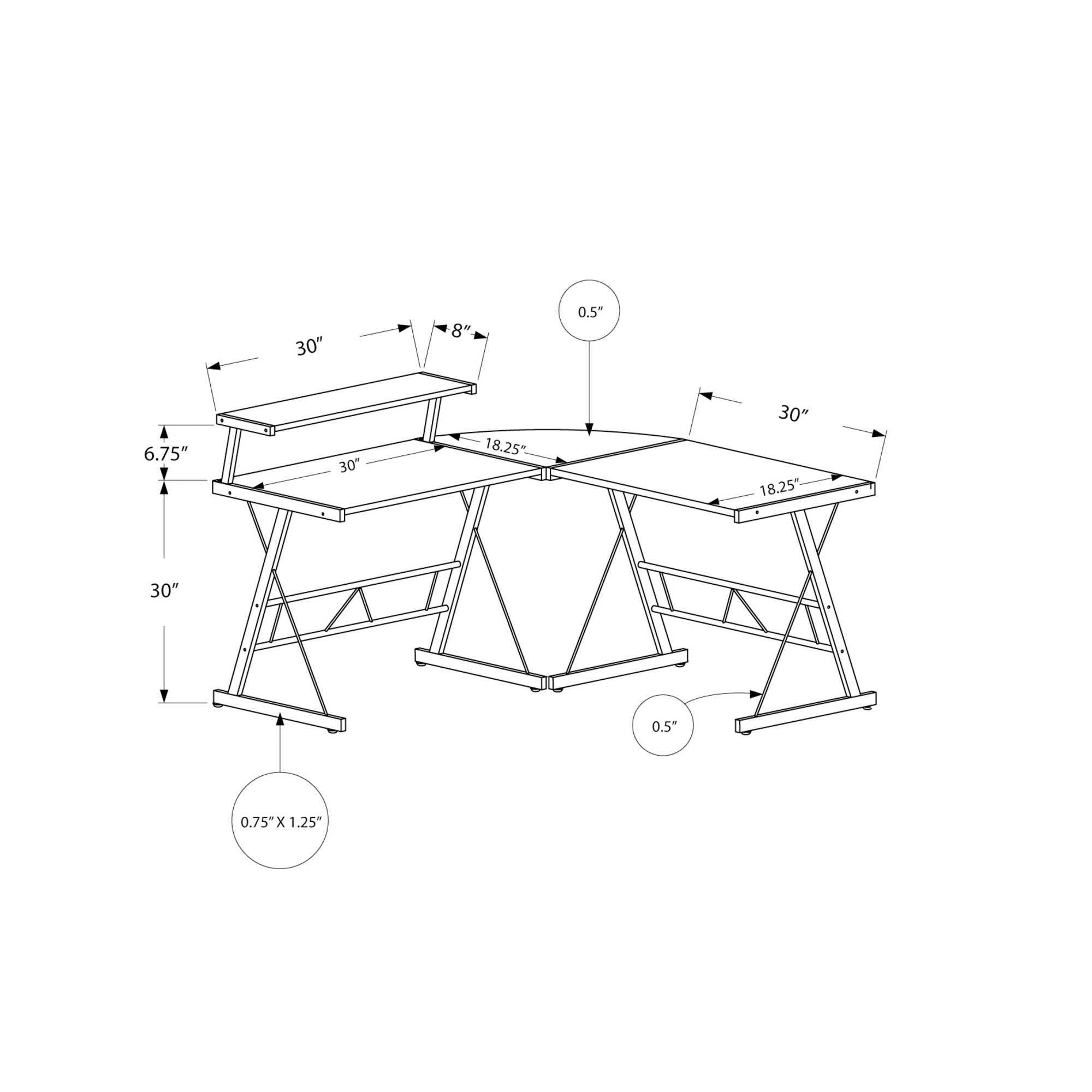 Cappuccino Top Silver Metal Computer Desk B294