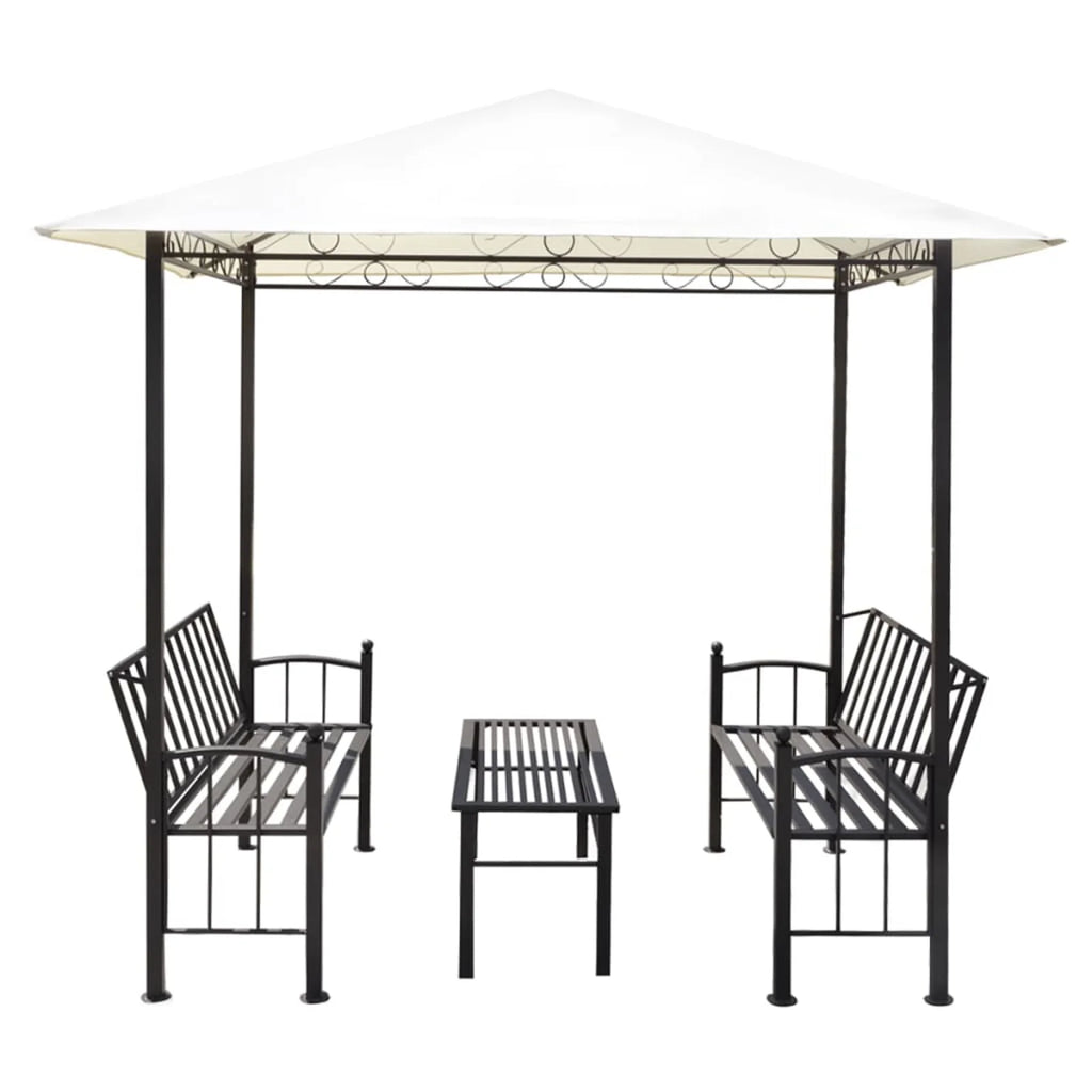 Gazebo Canopy with Table and Benches Set Steel Frame 8.2ft x 4.9ft x 7.9ft F898