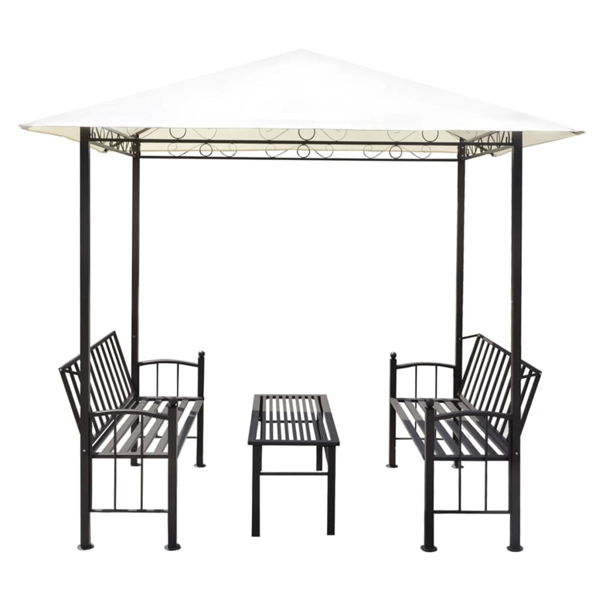 Gazebo Canopy with Table and Benches Set Steel Frame 8.2ft x 4.9ft x 7.9ft F898