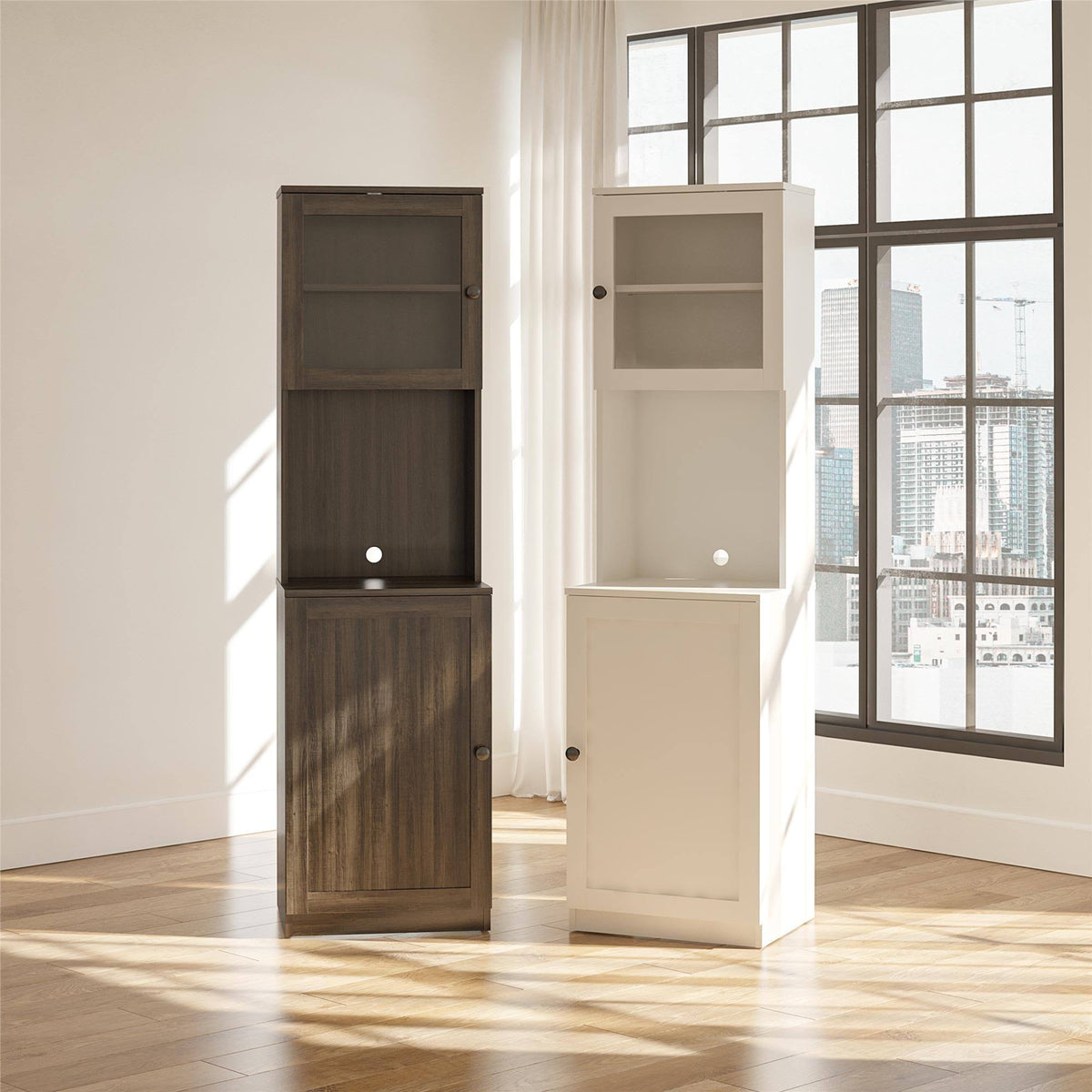 White Tall Bar Cabinet V7581