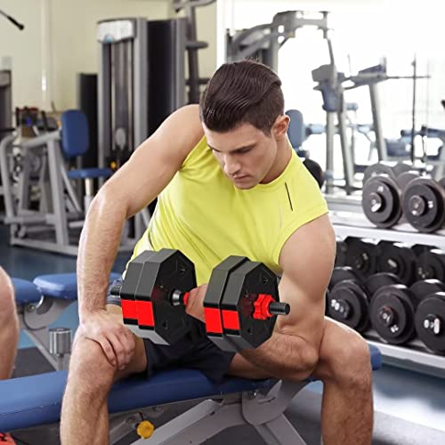 Adjustable Dumbbells Set, 20/30/40/60/80lbs Non-Rolling Hexagon F53357