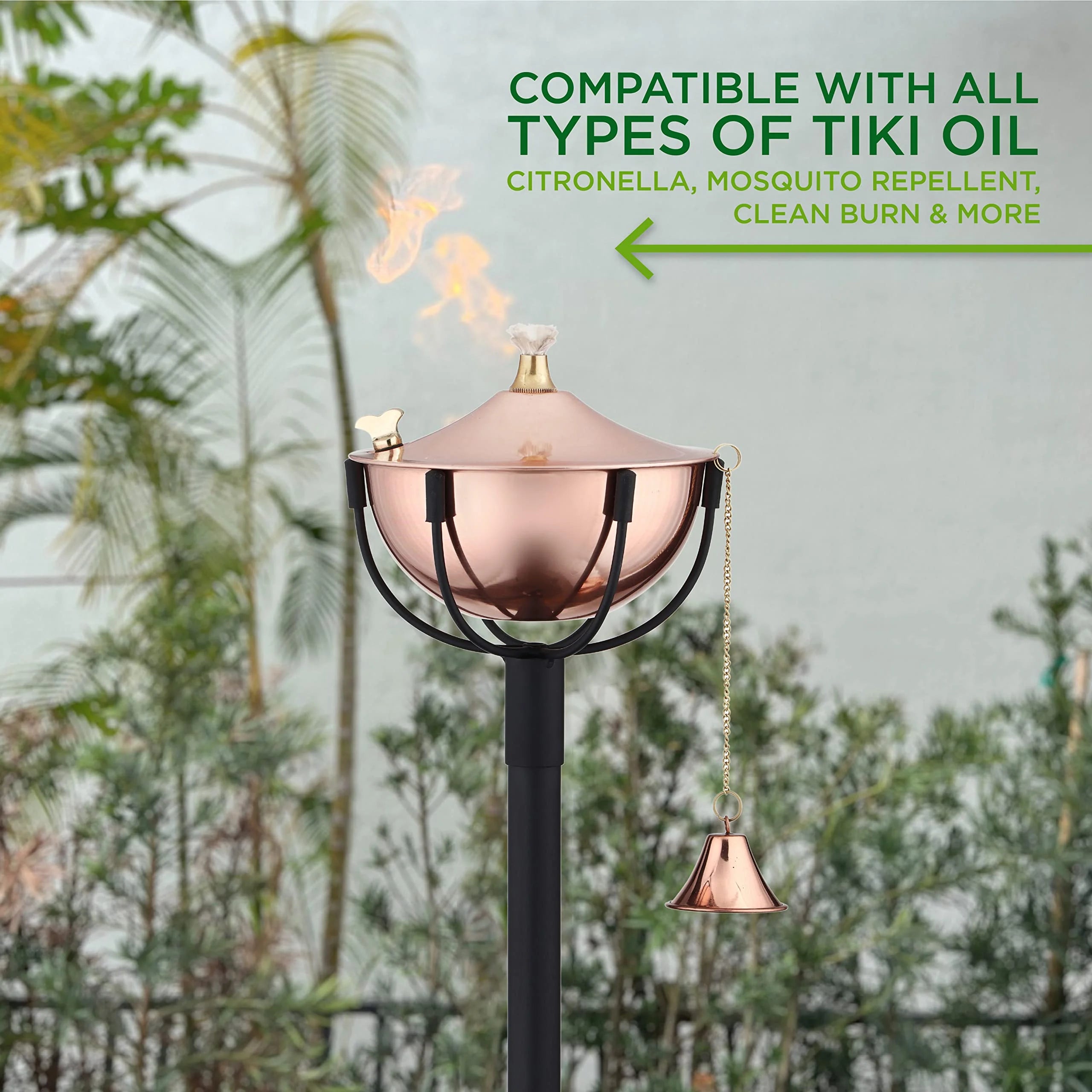 Metal Oil Lamp Outdoor, 54" Tall, 32oz Oil Lamp (Smooth Copper) L921