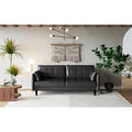 Black Faux Leather Wood Leg Sofa S327