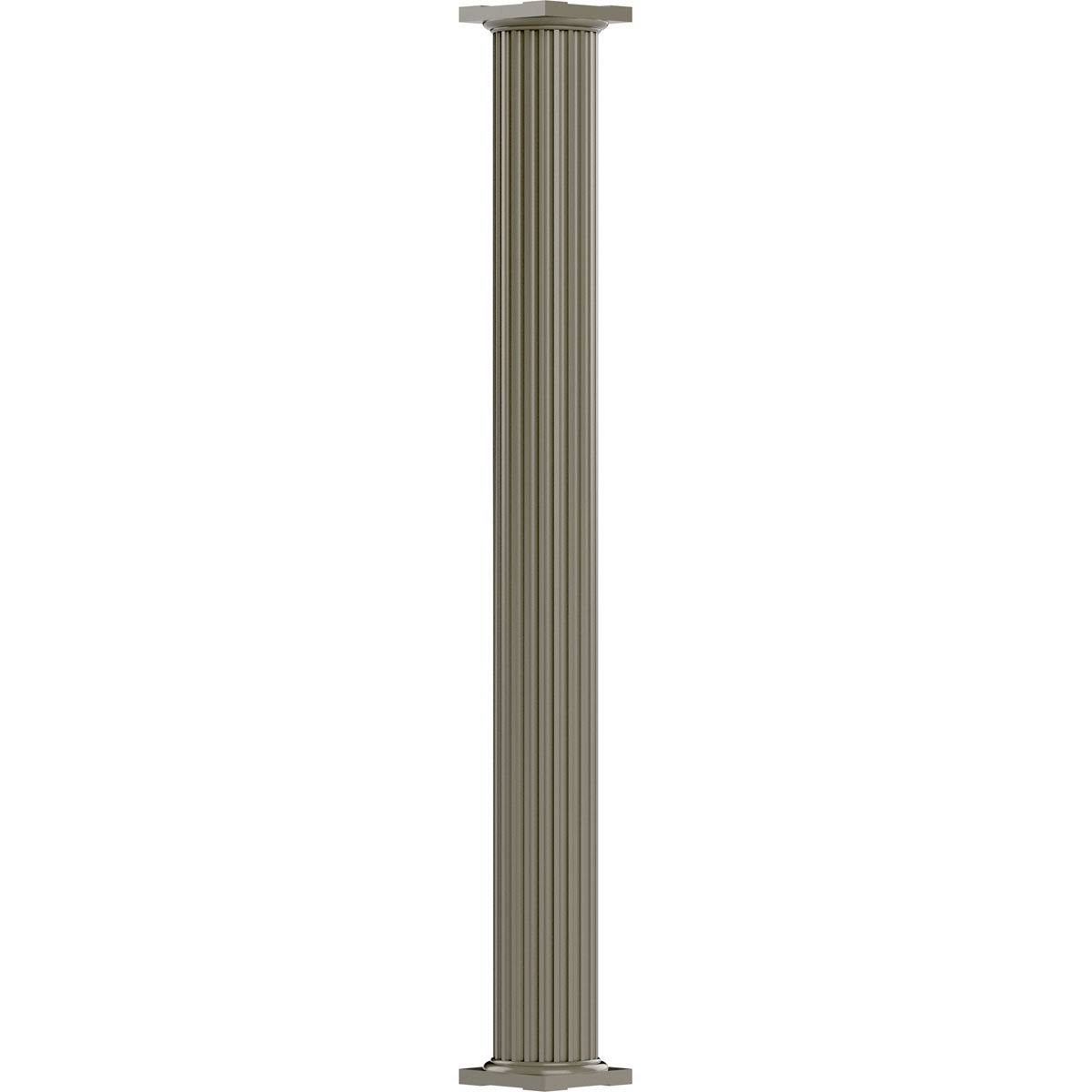 8x22 x 9& Endura-Aluminum Column, Round Shaft, Non-Tapered, Fluted, Wicker Finish I110138