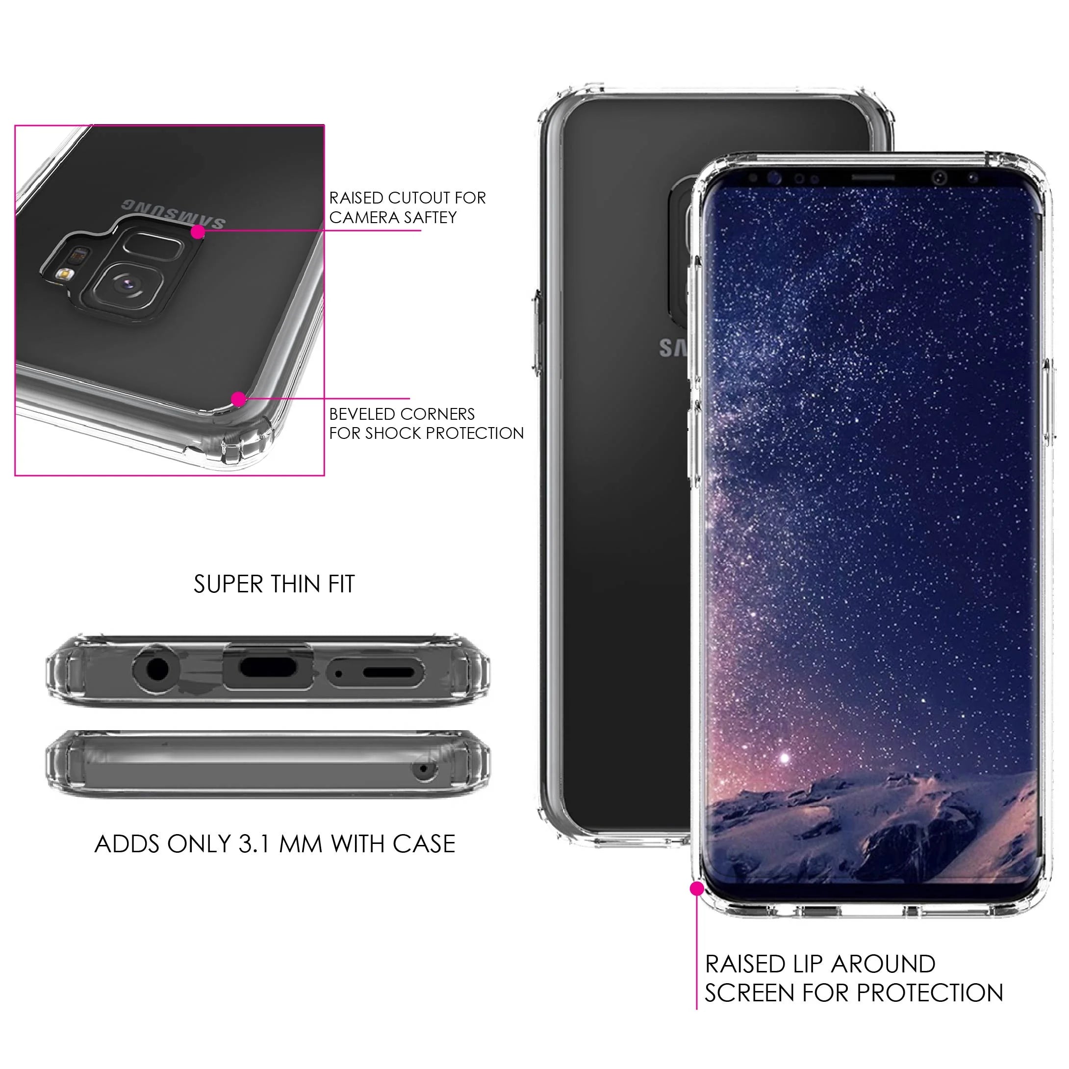 Clear Shockproof Hybrid Case for Samsung Galaxy S9 with Tempered Glass Screen Protector V601