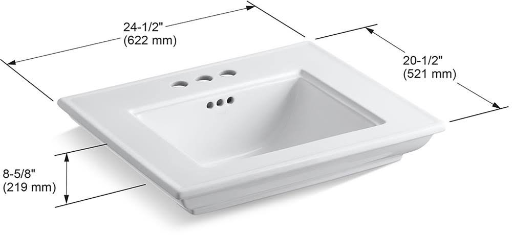 24x22 Bathroom Sink Basin with 4 Centerset Faucet Holes P731
