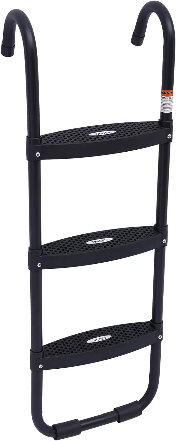 Black Trampoline Ladder 3 Wide with Anti-Slip Steps Steel 14X42in U814921