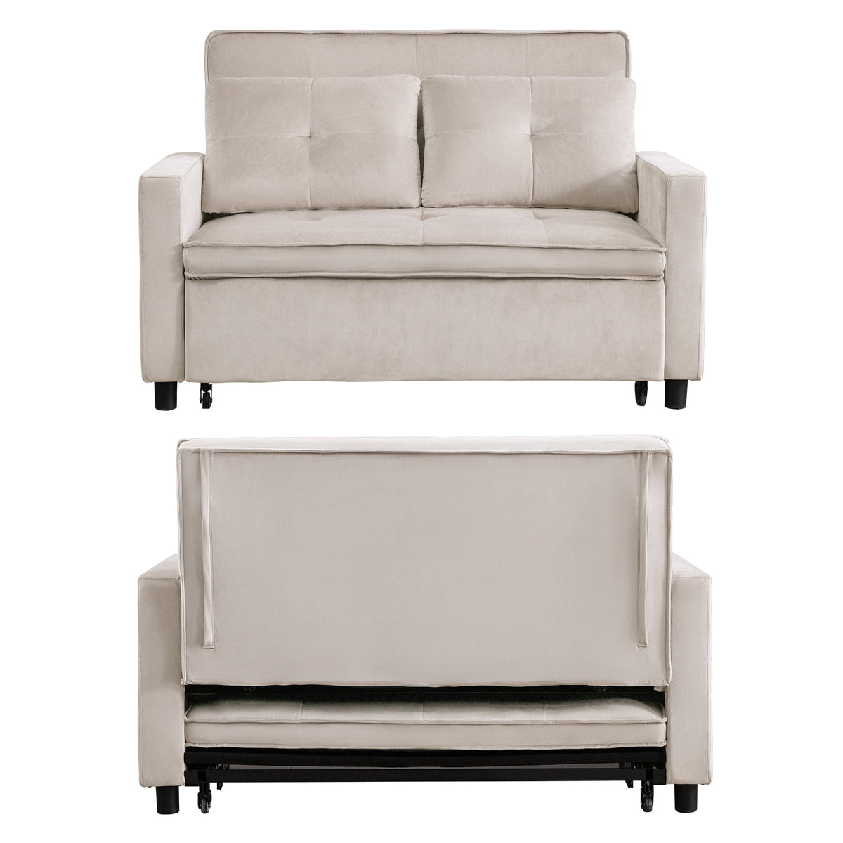 Beige Convertible Sofa Bed Loveseat Z231813