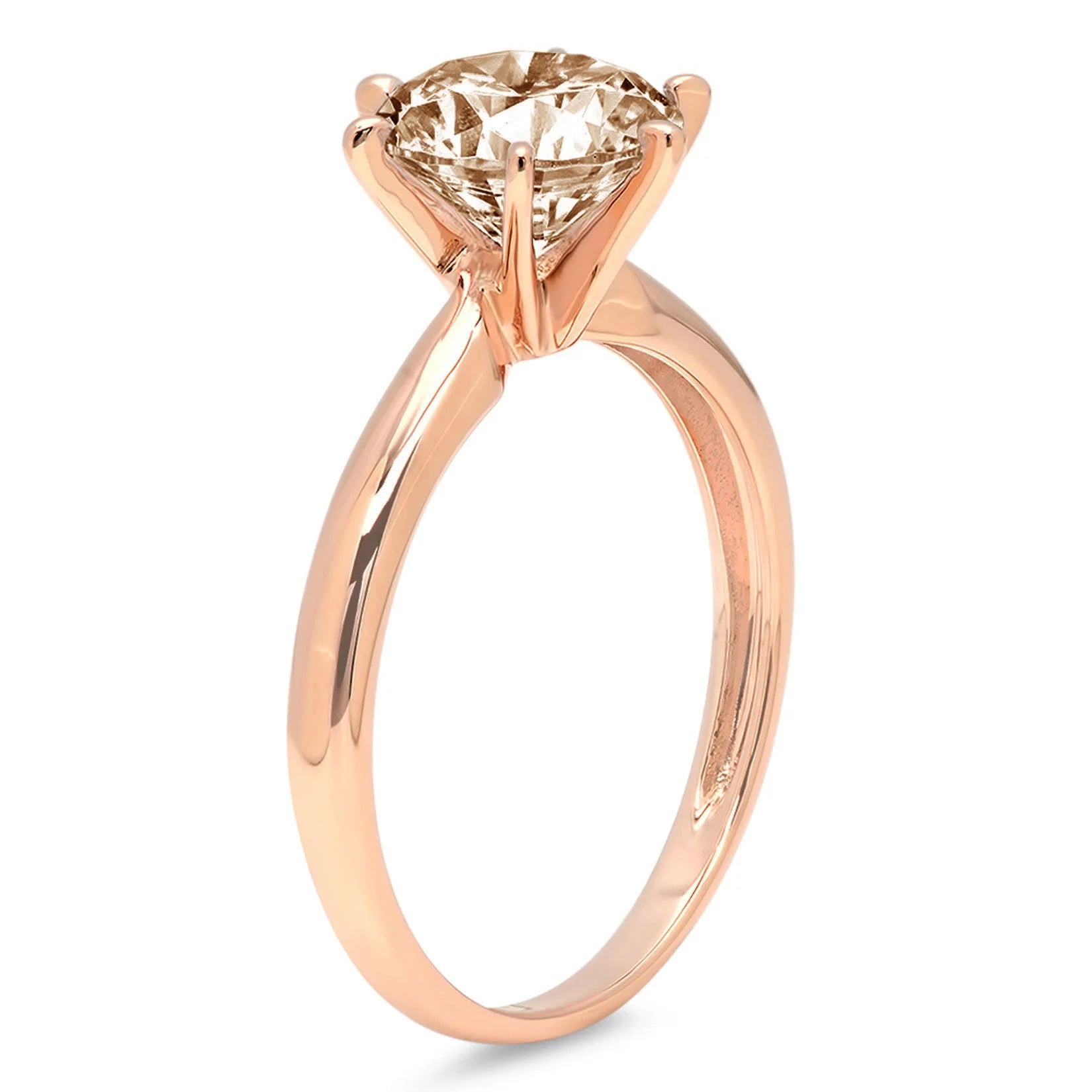 0.5ct Round Cut Brown Champagne Simulated Diamond 18k Pink Rose Gold Ring Size 3.5 T882850