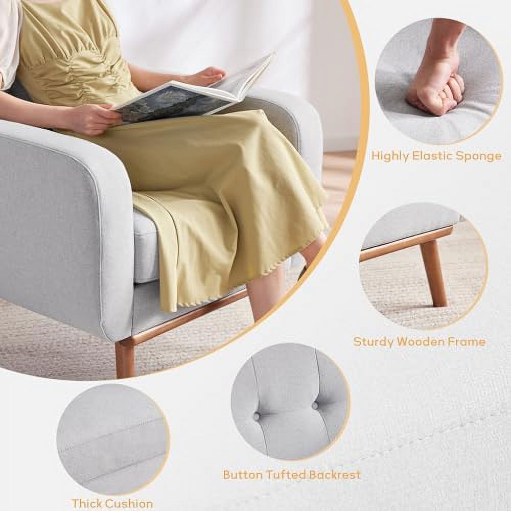 Fabric Accent Chair Button Tufted Upholstered Arm Chair O358670