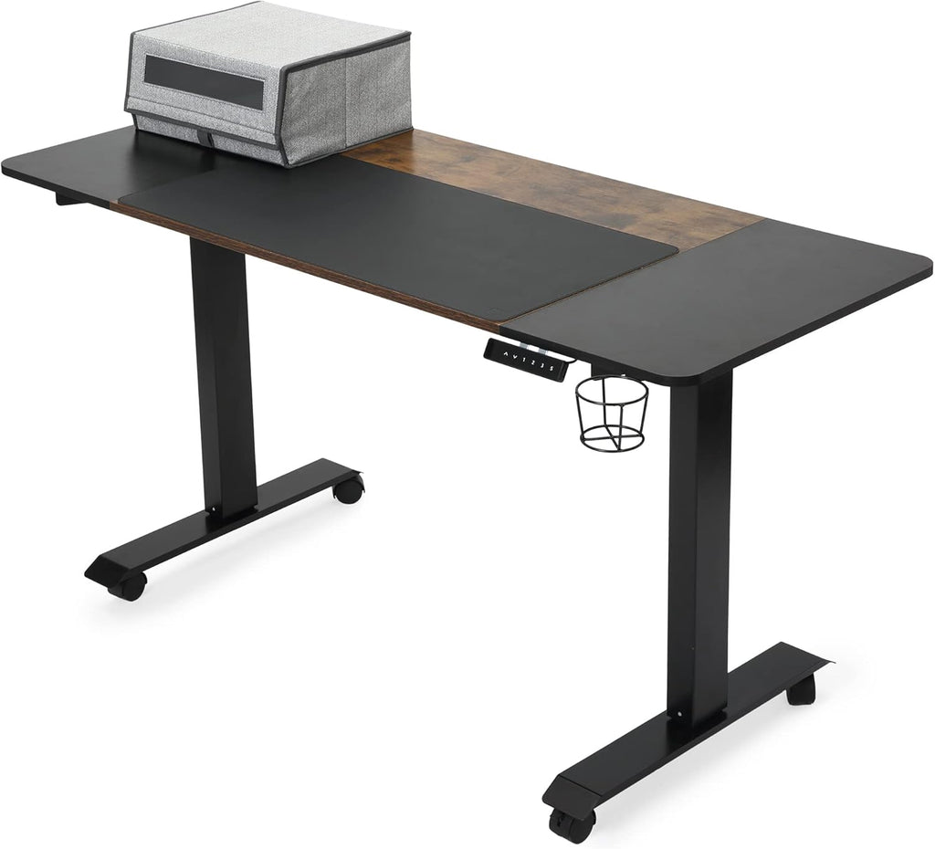 48 x 24 Inches Electric Dual Motor Sit Stand Desk with Desk Pad and Storage Containers Q601