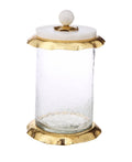 Medium Glass Canister with Marble & Gold Lid S3561
