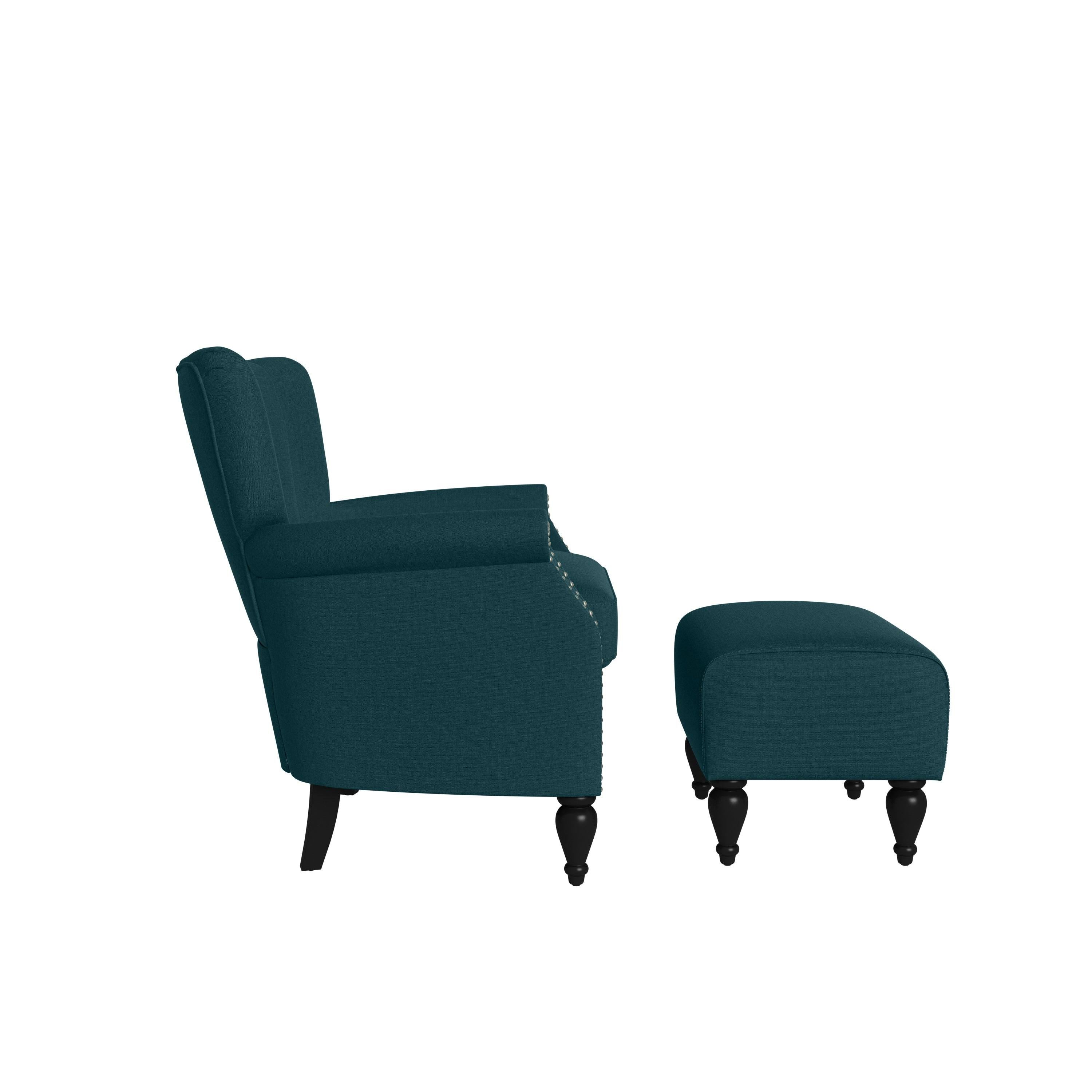Botanical Velvet Arm Chair and Ottoman H3091