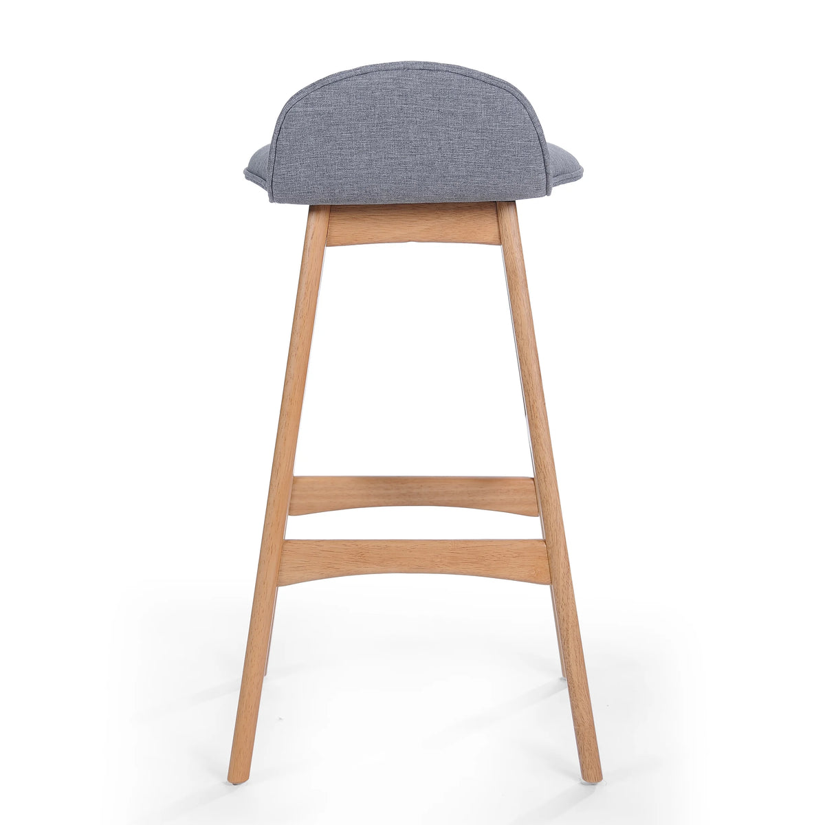 Mid-Century Modern Upholstered Barstools Set of 2, Gray and Natural Oak L761