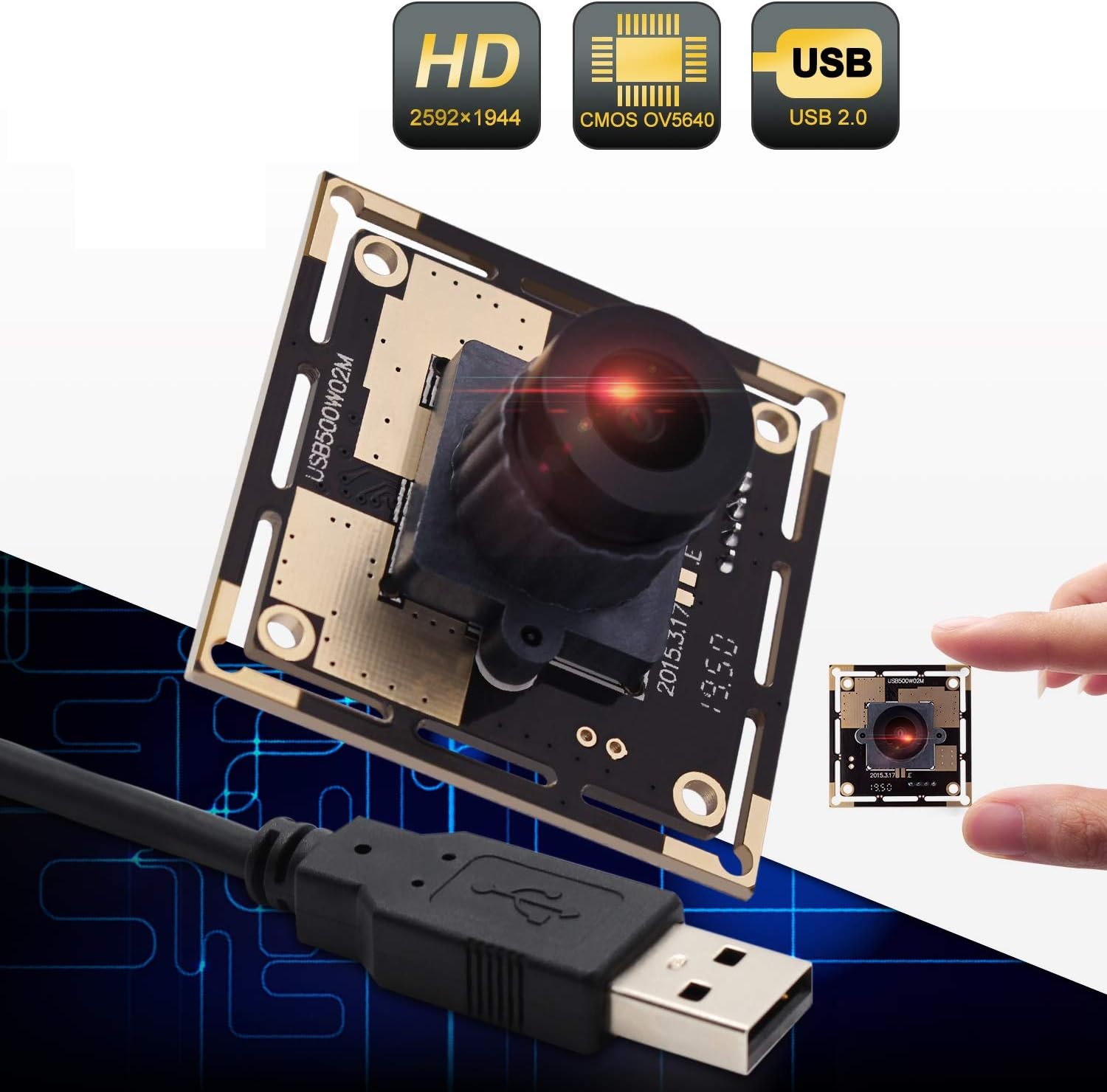 5 Megapixel USB Camera Module with 170 Degree Fisheye Lens Wide Angle HD H640139