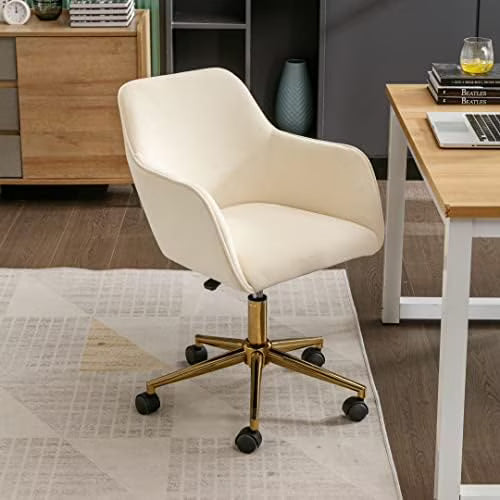 Petal Pink Velvet Fabric Swivel Desk Chair S23179