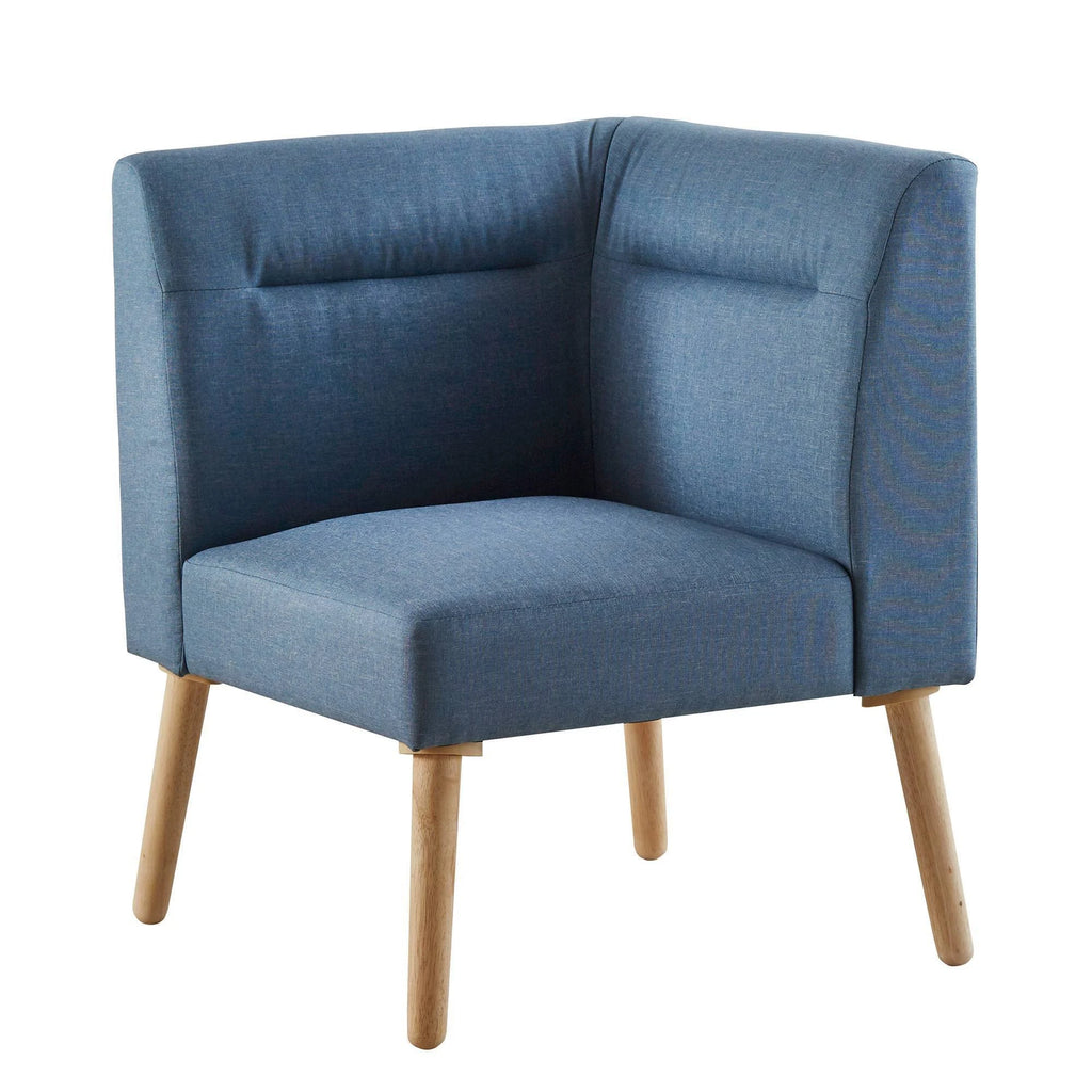 Blue/Natural Mid Century Wood Corner Sectional Sofa N82852