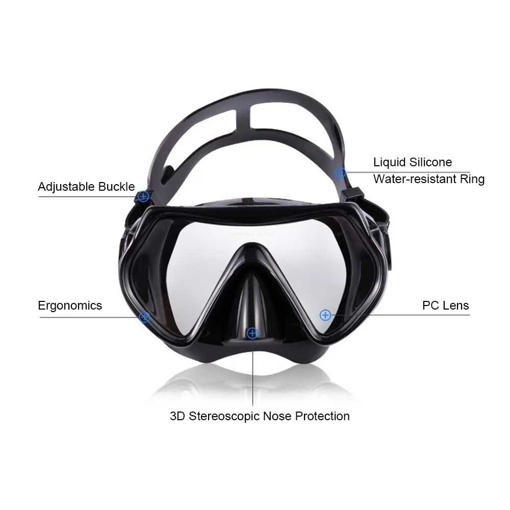 Three-Window Diving Goggles with Full Snorkel B411