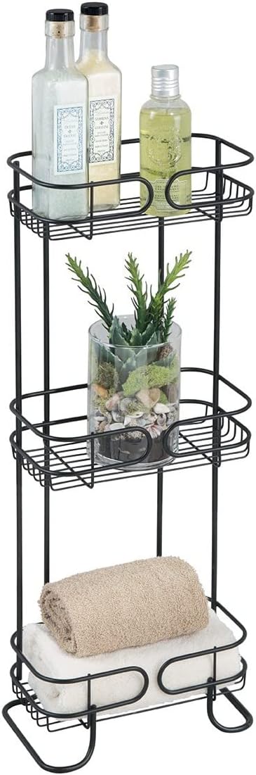 Matte Black Three Shelves Bathroom Shelf Caddy W974