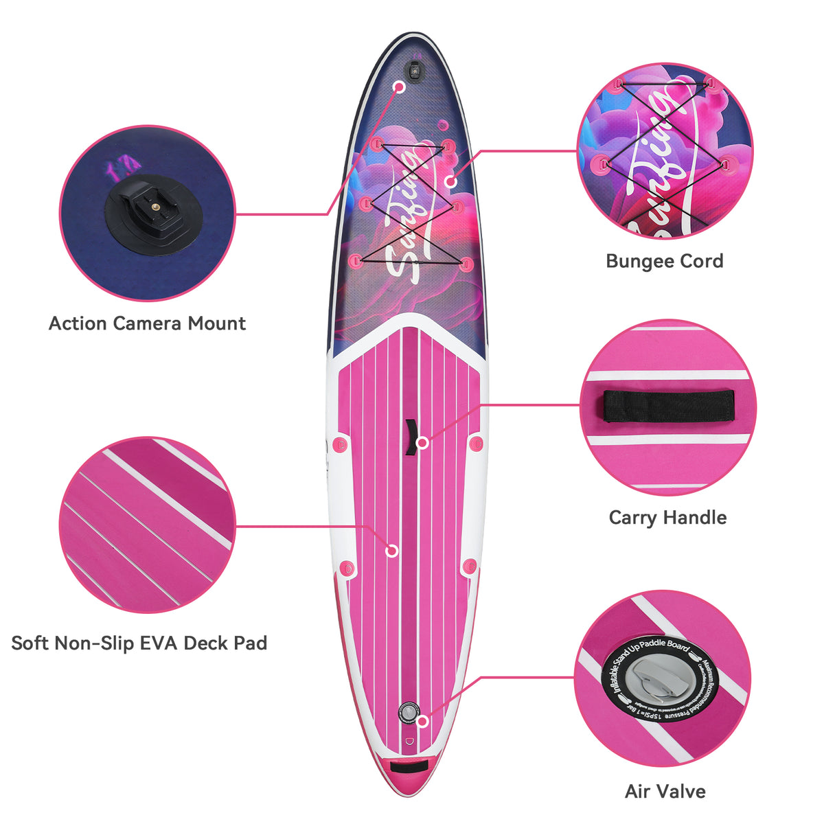 Pink Inflatable Stand Up Paddle Board and Sit-on Kayak Set with Backpack B98932