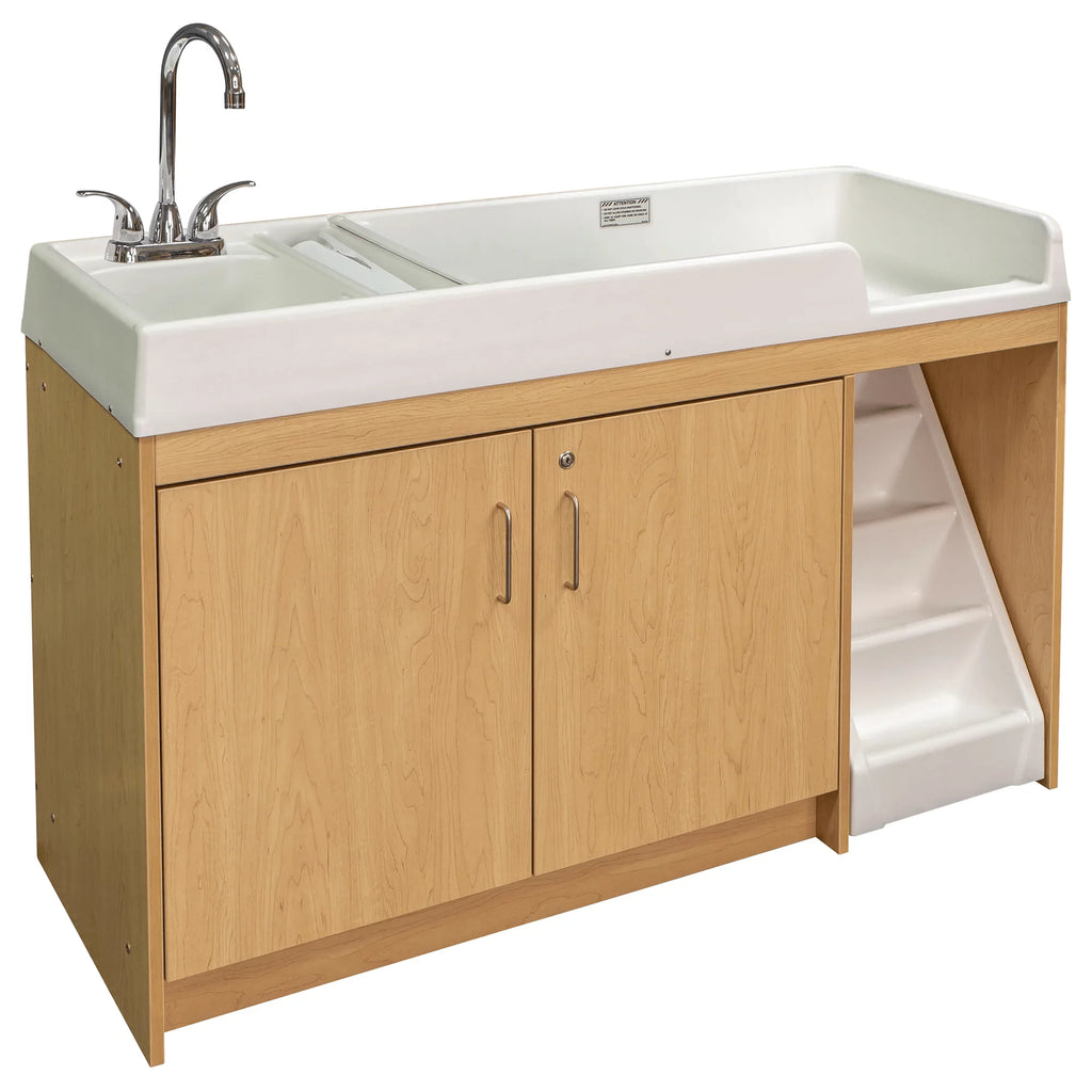 Maple Laminated Wood Baby Changing Table with Built-In Sink G226