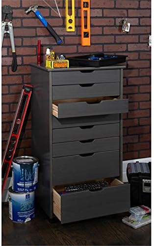 Gray Eight Drawer Wood Rolling Storage Cart T156