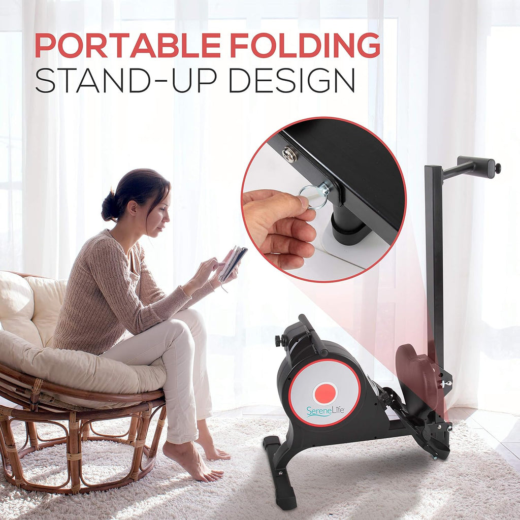 Magnetic Rowing Machine with Bluetooth App Fitness Tracking, Foldable Home Gym Exercise Rower with Adjustable Resistant, Padded Seat, Digital LCD Readout and Reinforced Cable K578894