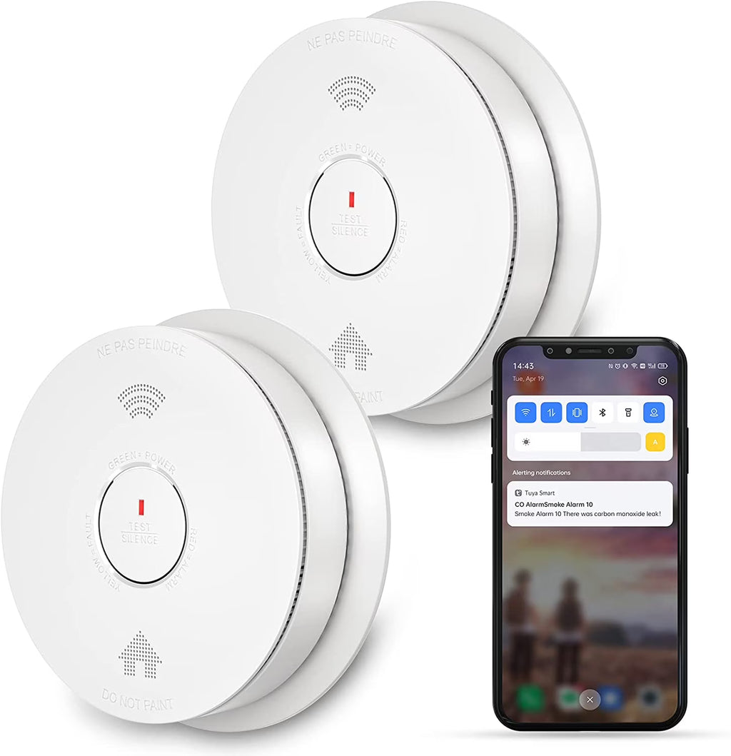 WiFi Smoke Detector Carbon Monoxide Detector Combo, 2 Pack A8000