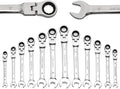 12-Piece 8-19mm Metric Flex-Head Ratcheting Wrench Set with Canvas Bag H498693