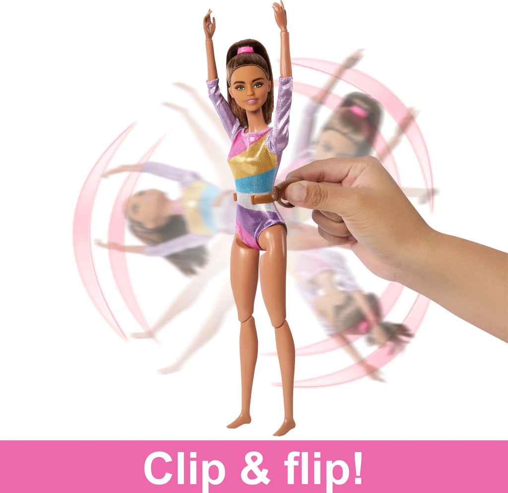 Brunette Fashion Doll Gymnastics Playset with Balance Beam and 10+ Accessories I9984