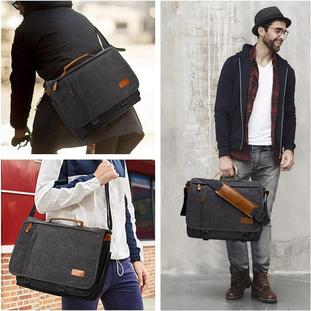 Canvas Laptop Shoulder Bag 17-17.3 Inch Water-resistance U1705