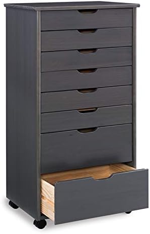 Gray Eight Drawer Wood Rolling Storage Cart T156