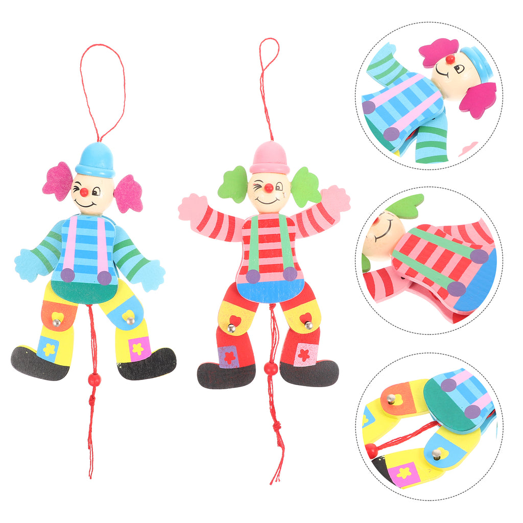 2Pcs Wood Clown String Marionette Puppet Toy F737285
