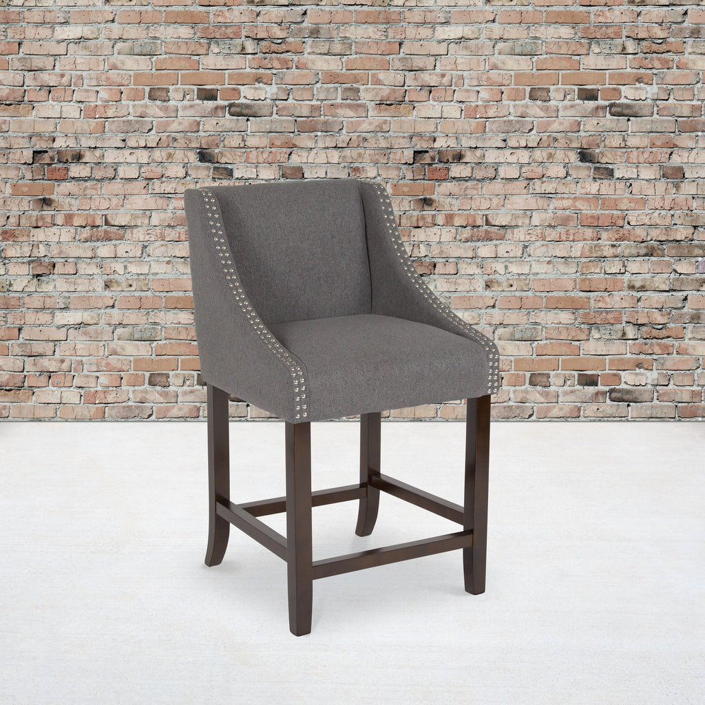 Walnut Counter Height Stool with Faux Leather J7046