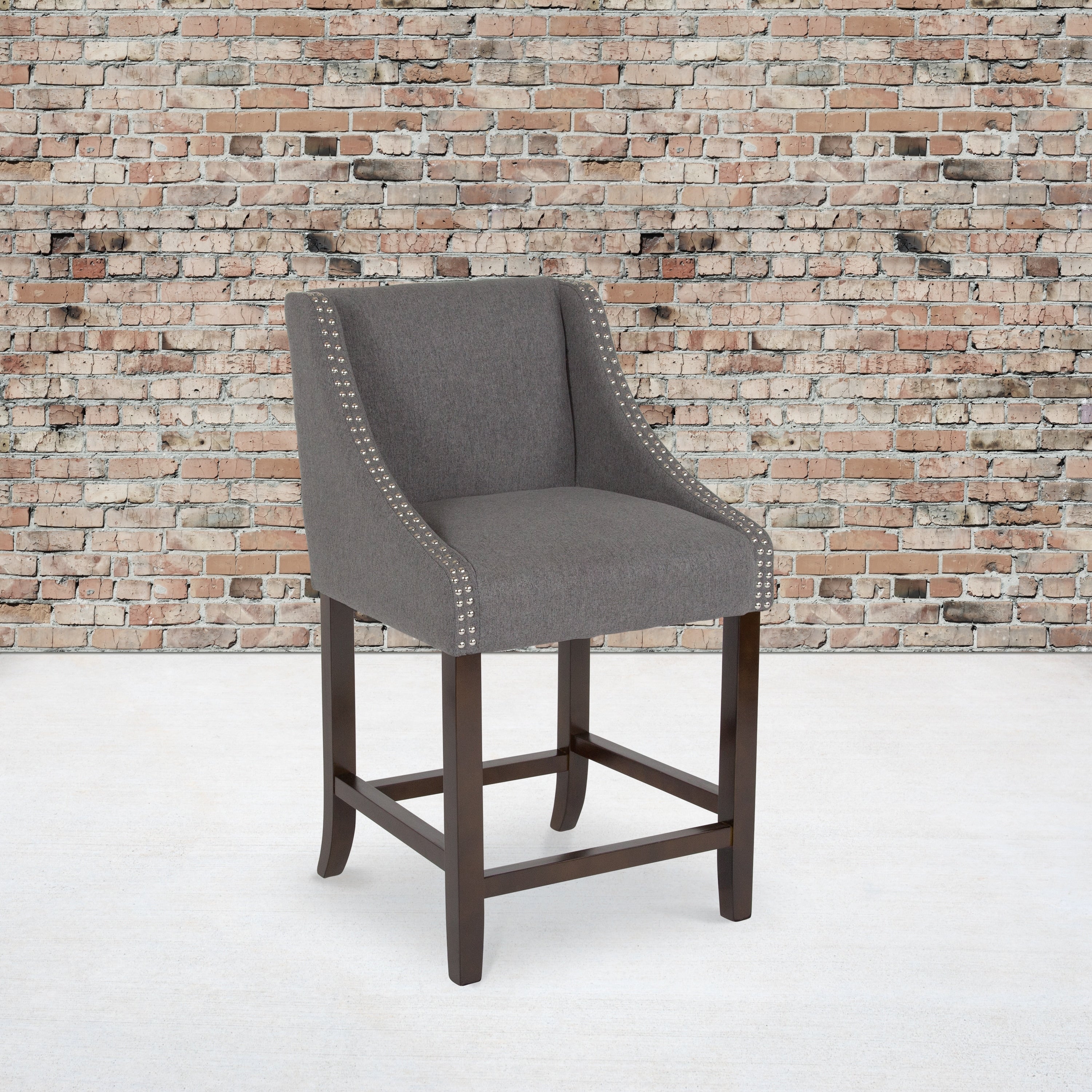 Walnut Counter Height Stool with Faux Leather J7046