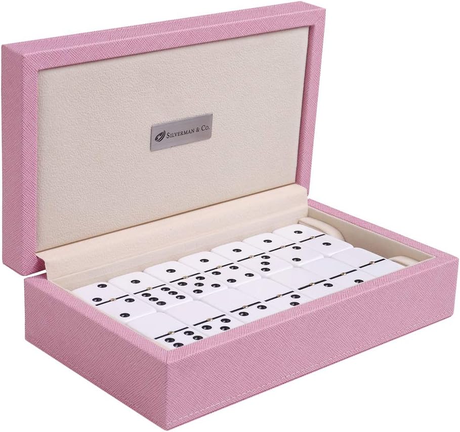Double 6 Large White Domino Set Pink Case Pack of 2 K820231