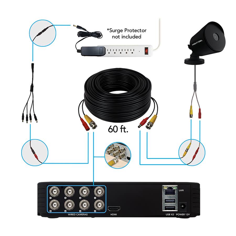 8 Channel 1080p Wired DVR with 6 Cameras and 1TB HDD E646136