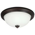 Burnt Sienna Finish Two Light Flush Mount with Satin Etched Glass E9479