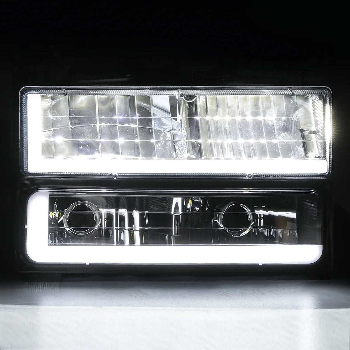Replacement LED Tube Headlights Assembly Set for Chevy C1500/C2500/C3500/K1500/K2500/K3500 Suburban A38626