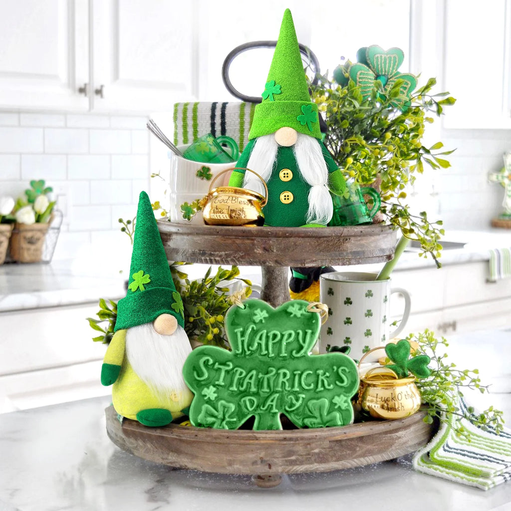 2Pcs Green Gnome Plush Decorations S8891