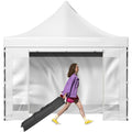 White 10 x 10 ft Pop Up Canopy Tent with Removable Sidewalls and Wheeled Bag C165149
