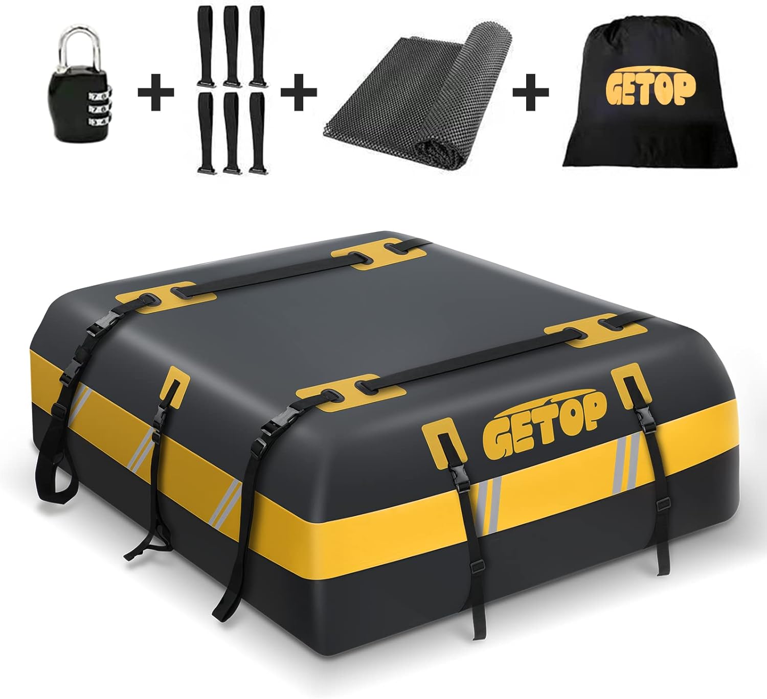 Red Waterproof 21 Cubic Feet Rooftop Cargo Carrier Bag with Non-Slip Mat C511363